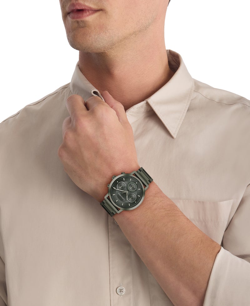 CALVIN KLEIN ساعة رجالية مستديرة متعددة الوظائف بحالة فولاذية خضراء من الشعير مطلية بالأيونات - Image 4