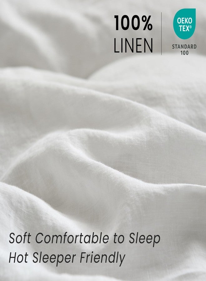 سيمبل آند أوبيولنس أغطية وسائد من الكتان الفرنسي 100% من Simple&Opulence مع تطريز - عبوة من قطعتين، لون موحد مغسول، كتان طبيعي، ناعم ومسامي - أبيض، 20 بوصة × 26 بوصة - Image 2