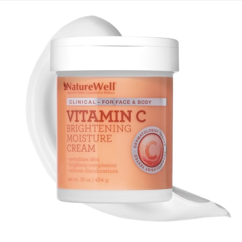 NATURE WELL Clinical Vitamin C Brightening Moisture Cream for Face  Body AntiAging Skincare Nourishing Reduces Discoloration Improves Overall Tone  Texture NonGreasy Version 20 16 Oz