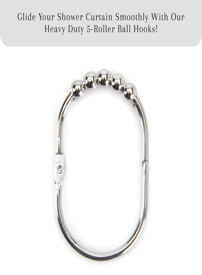 2 أل بي. ديبو حلقات ستارة حمام من 2 لاب ديبوت - مجموعة من 12 بكرة سهلة الانزلاق بلمسة نهائية من الكروم المصقول - خطافات ستارة من الفولاذ المقاوم للصدأ للقضبان المستقيمة والمنحنية - تصميم أنيق ومتين لأي حمام - Image 2