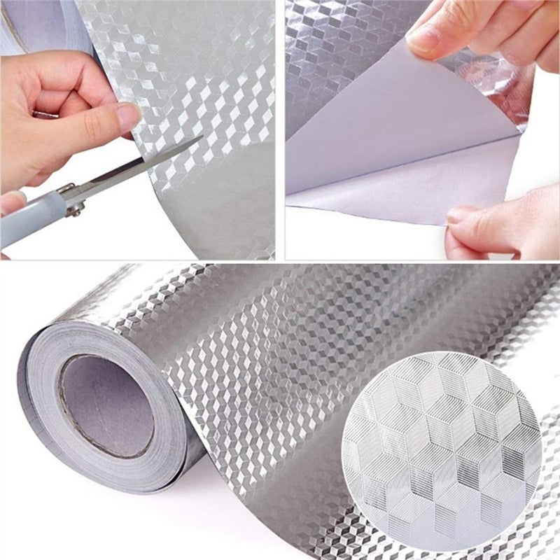 LAVNIK 2 Meter Aluminium Foil Stickers Oil Proof Kitchen Backsplash Wallpaper SelfAdhesive Wall Sticker AntiMold and Heat Resistant for Walls Cabinets Drawers and Shelves - Image 2