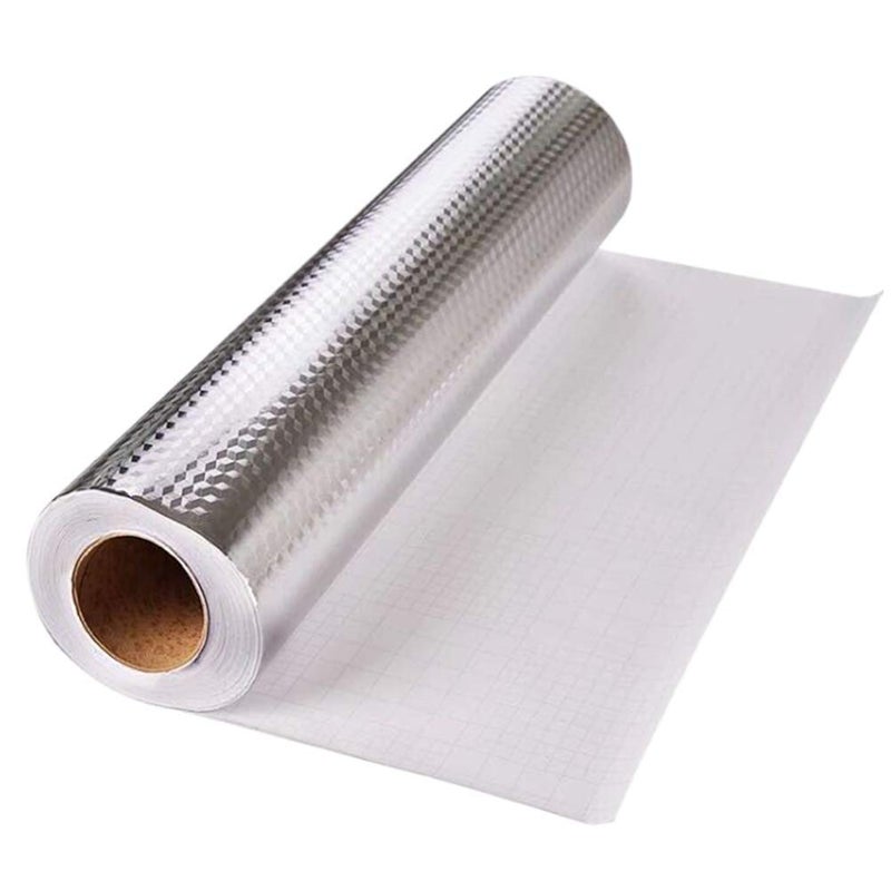 LAVNIK 2 Meter Aluminium Foil Stickers Oil Proof Kitchen Backsplash Wallpaper SelfAdhesive Wall Sticker AntiMold and Heat Resistant for Walls Cabinets Drawers and Shelves - Image 1