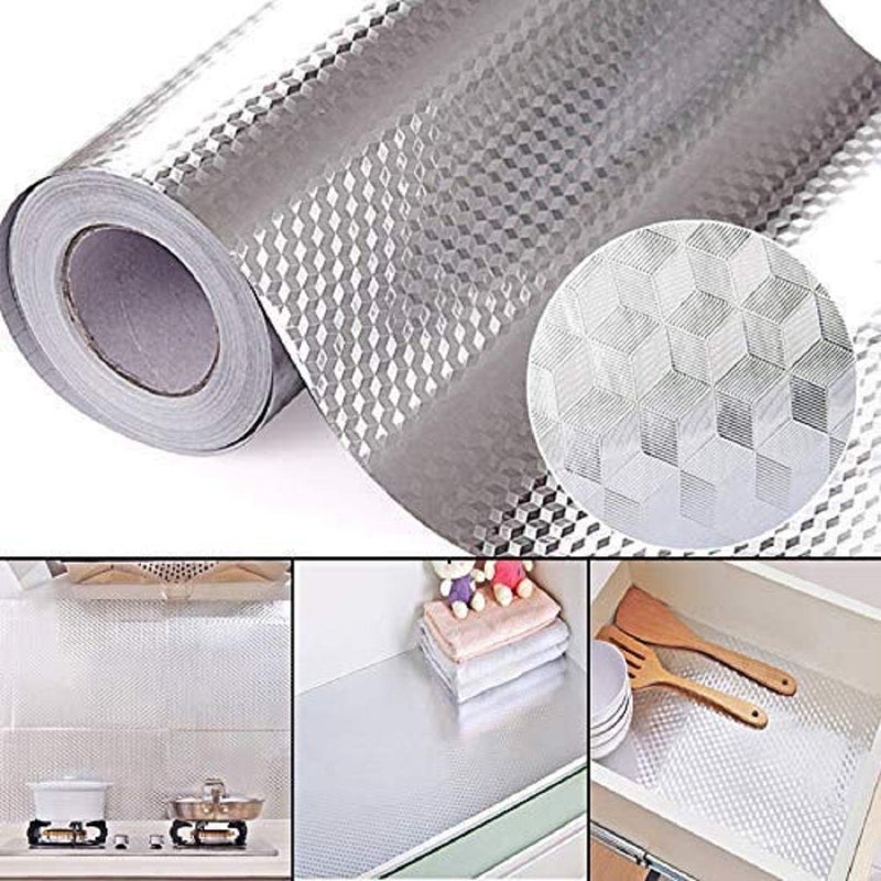 LAVNIK 2 Meter Aluminium Foil Stickers Oil Proof Kitchen Backsplash Wallpaper SelfAdhesive Wall Sticker AntiMold and Heat Resistant for Walls Cabinets Drawers and Shelves - Image 4