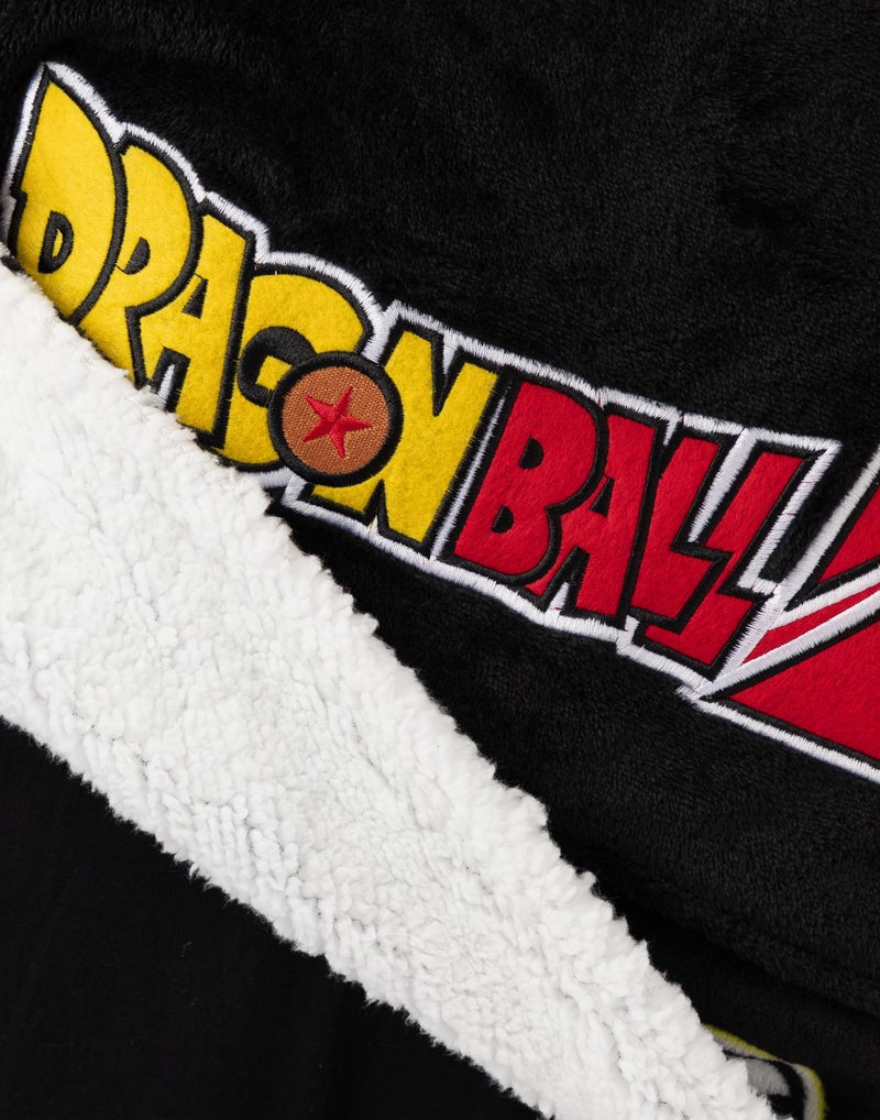 Dragon Ball Z Kids Oversized Blanket Hoodie | Boys Girls Goku Warrior Family Symbol Fluffy Double Lined Sherpa Fleece Vuddie Black - Image 5