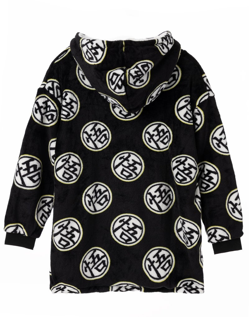 Dragon Ball Z Kids Oversized Blanket Hoodie | Boys Girls Goku Warrior Family Symbol Fluffy Double Lined Sherpa Fleece Vuddie Black - Image 3
