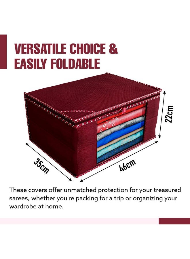 Kuber Industries Clothes Organizer For Wardrobe (Pack Of 3) - Storage Organizer For Saree | Shirts | Salwar Suit | Lehenga - Dress Organizer For Wardrobe - Saree Covers With Zip (Maroon)  - Image 3