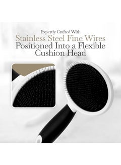 fuller brush Fuller Brush Slicker Pet Brush - Angled Fine Steel Wires - Ergonomically Designed Rubberized Handle For Comfort & Control - Remove Shedding & Matted Hair - Tool For Grooming Dogs & Cat  - Image 2