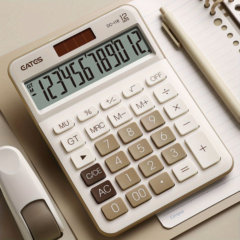 Vintage Green Office Desk Calculator 12 Digit Battery Dual Power Financial Calculator With Large Buttons And Large Display Screen Suitable For Office Home And School - Image 5