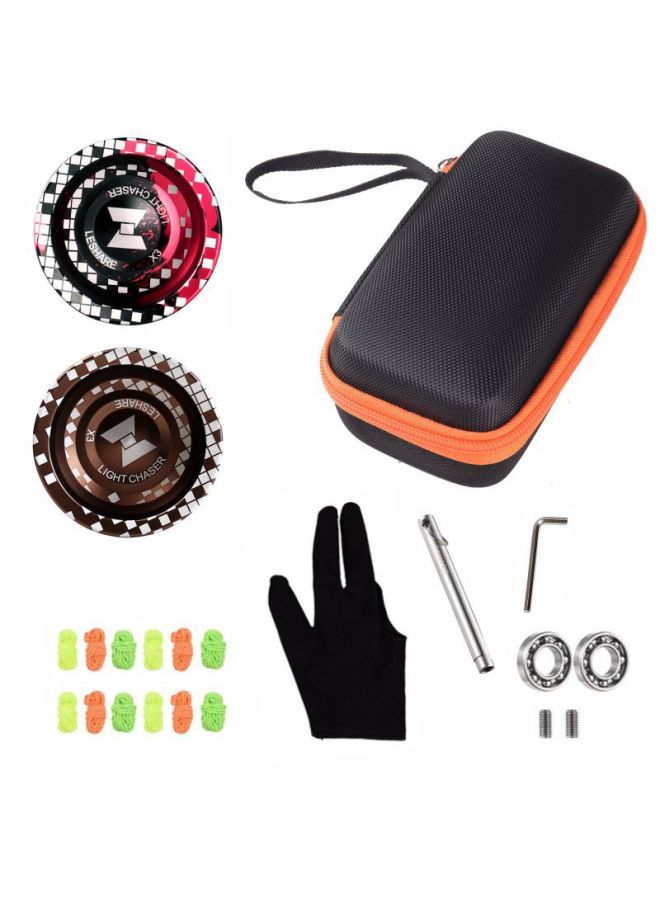 JOLESHARE Professional Competitive Alloy Yo-yo Fancy Super Long Sleep Yo-yo With Ball Bag Combination YOYOS-Color:X3 Black Red + Brown - Image 1