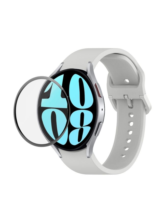 Replacement Strap For Samsung Galaxy Watch6 44mm JUNSUNMAY Silicone Adjustable Strap + Full Coverage PMMA Screen Protector Kit Grey
