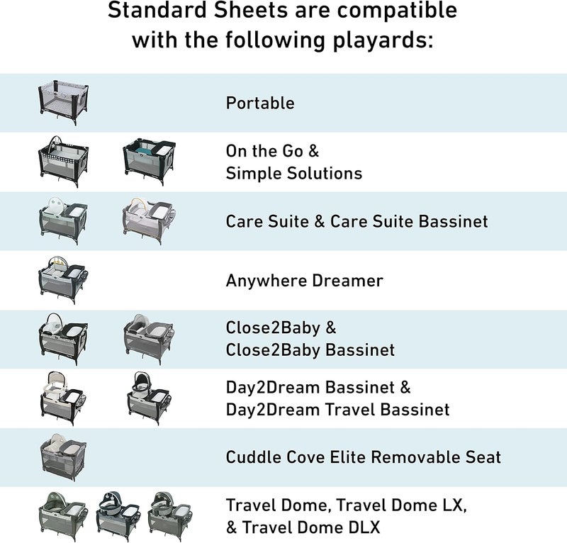Graco Pack ‘n Play Playard Fitted Sheets - 2 Pack in Stripes and Grey - Image 3