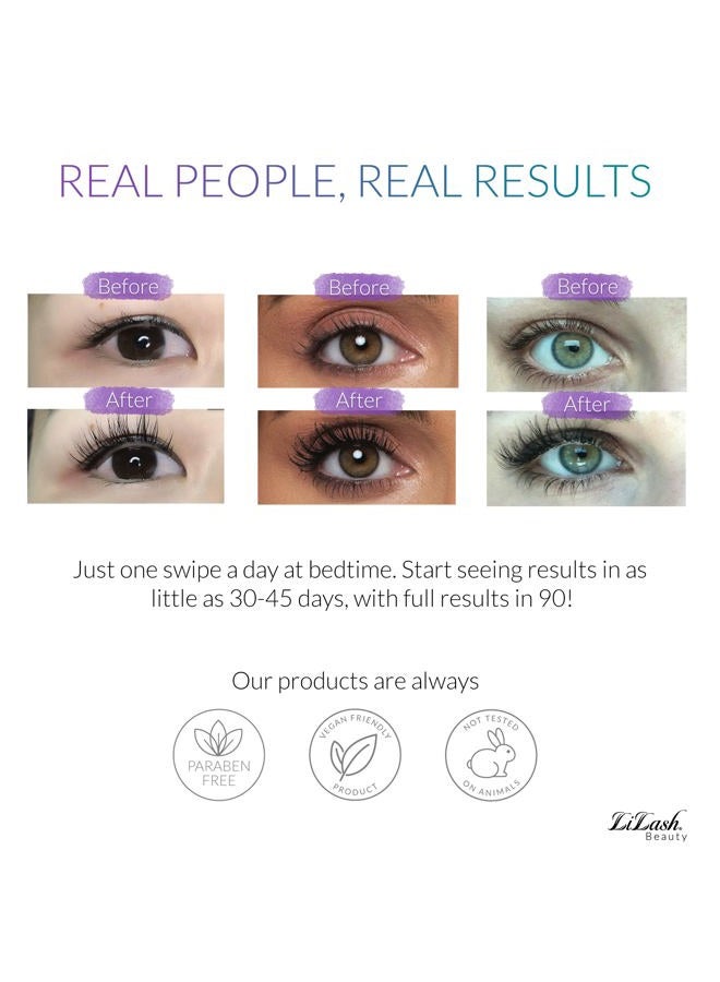 LiLash Purified Eyelash Physician-Formulated Serum for Fuller & Longer Looking Eyelashes | Natural Eyelash Enhancer Safe for Sensitive Eyes & Contact Lens Wearers | 90-Day Supply (2mL) - Image 3