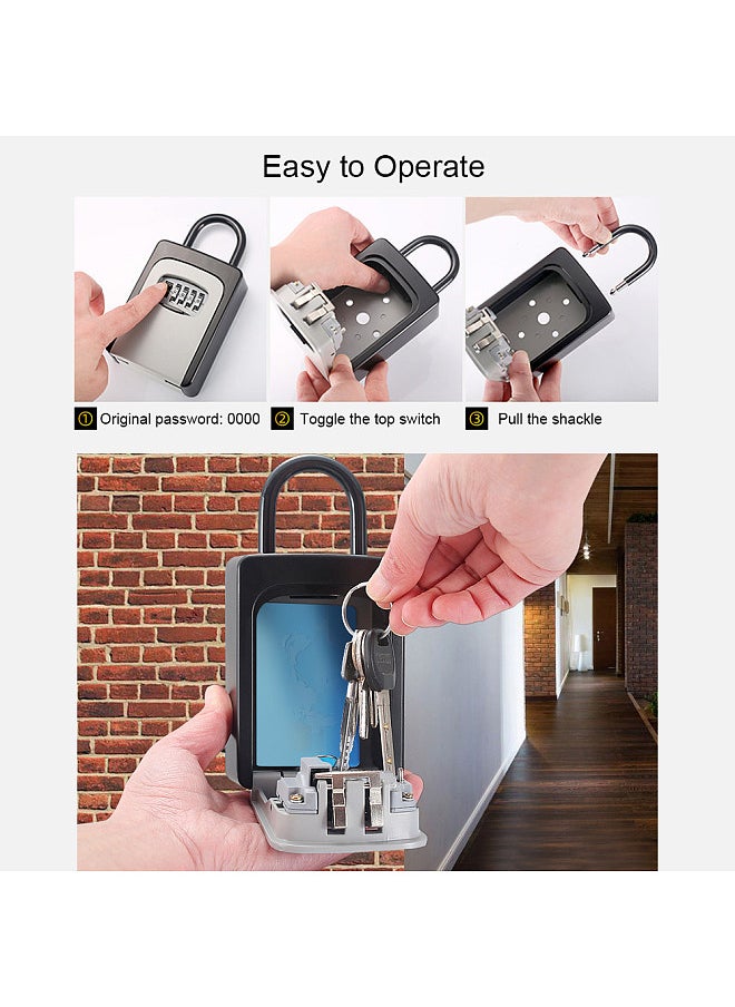 Generic - Key Safe Box with Dust Cover No Need to Install 4-Digit Combination Password Key Storage Box Key Padlock Case Resettable Code Outdoor Key Holder - Image 1