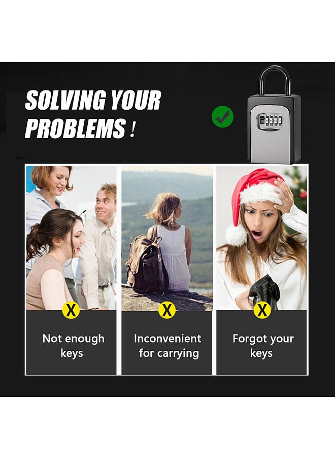 Generic - Key Safe Box with Dust Cover No Need to Install 4-Digit Combination Password Key Storage Box Key Padlock Case Resettable Code Outdoor Key Holder - Image 1