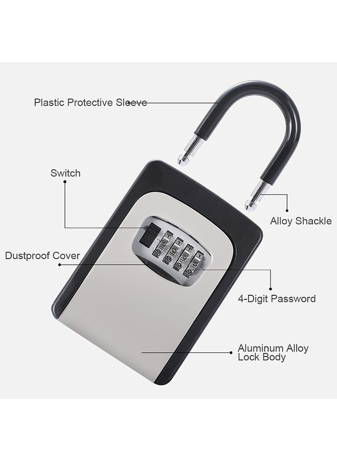 Generic - Key Safe Box with Dust Cover No Need to Install 4-Digit Combination Password Key Storage Box Key Padlock Case Resettable Code Outdoor Key Holder - Image 1