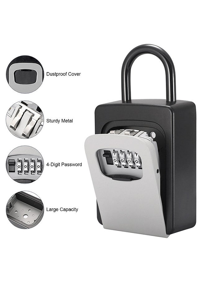 Generic - Key Safe Box with Dust Cover No Need to Install 4-Digit Combination Password Key Storage Box Key Padlock Case Resettable Code Outdoor Key Holder - Image 1