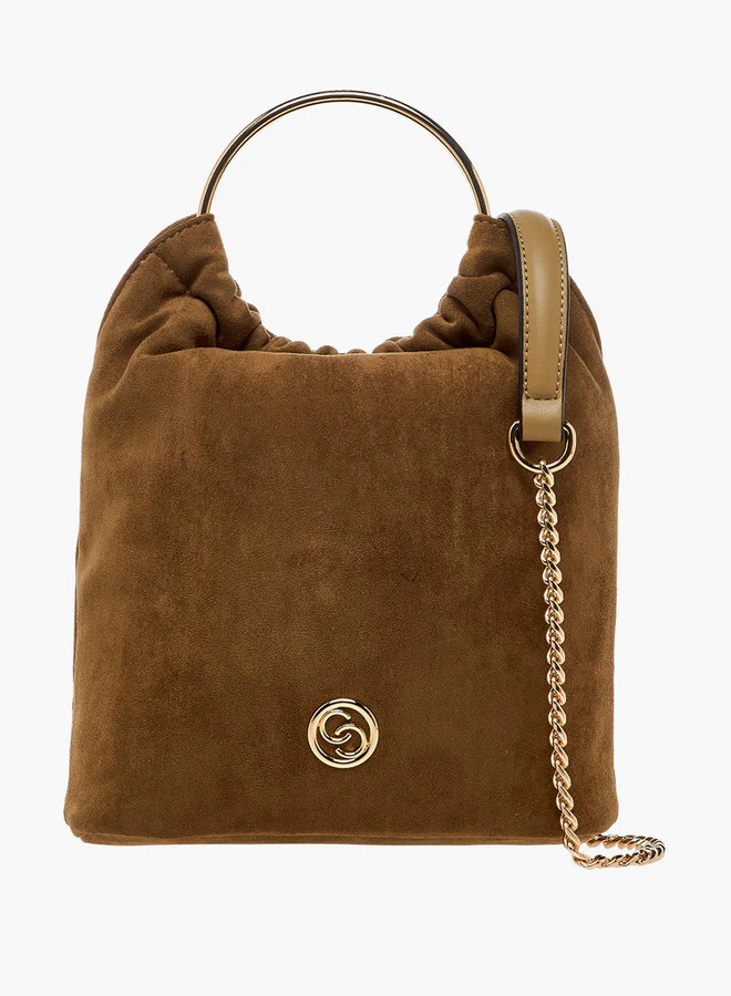 Celeste Solid Crossbody Bag with Detachable Chain Strap and Button Closure