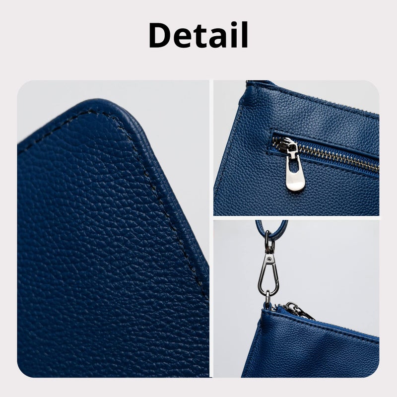 Bveyzi Genuine Leather Wristlet Purses for Women, Envelope Clutch Wallet Small Crossbody Bags for Dressy Evening (Navy Blue) - Image 4