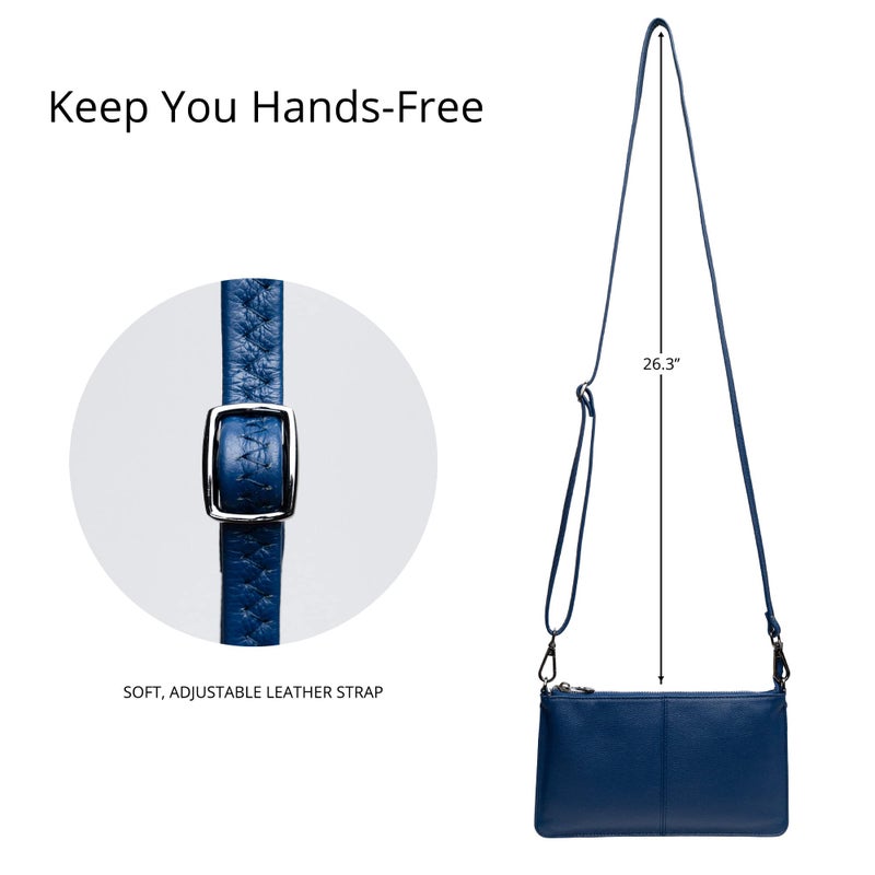 Bveyzi Genuine Leather Wristlet Purses for Women, Envelope Clutch Wallet Small Crossbody Bags for Dressy Evening (Navy Blue) - Image 3