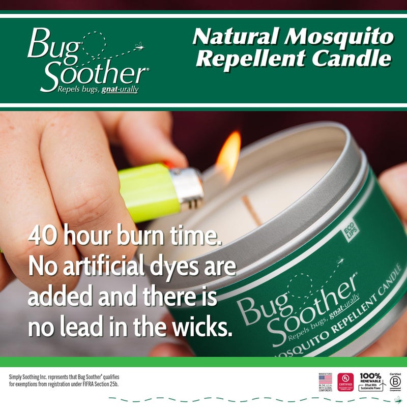 Bug Soother Candle - Natural Insect, Gnat and Mosquito Repellent 2 Candles, 1oz Bottle of Bug Spray Deterrent - Safe for Adults, Kids, Pets, Environment - Made in USA - Image 5