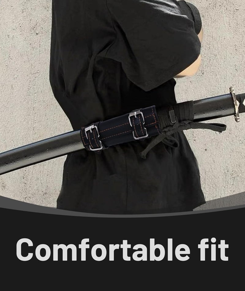 Buildcon حامل كاتانا، حامل سيف لحزام السكين وسيف الكاتانا، ملحق حزام من جلد PU لملابس الكوسبلاي، LARP، والفعاليات العصور الوسطى، 20 × 20 × 4 سم - Image 4