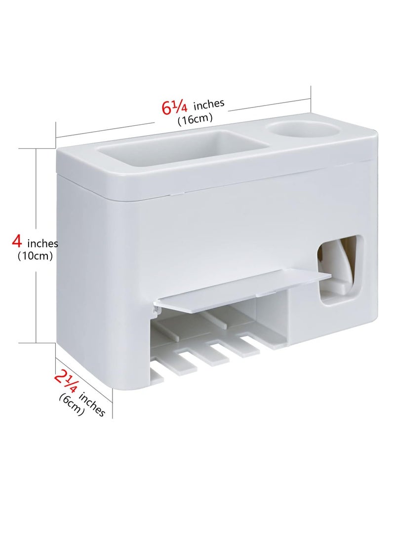 Wall Mounted Toothbrush Holder,Toothbrush Dispenser With 3 Toothbrush Position And Toothpaste Dispenser,Large Capacity Tooth Brushing Holder Bathroom Organization And Storage - Image 2