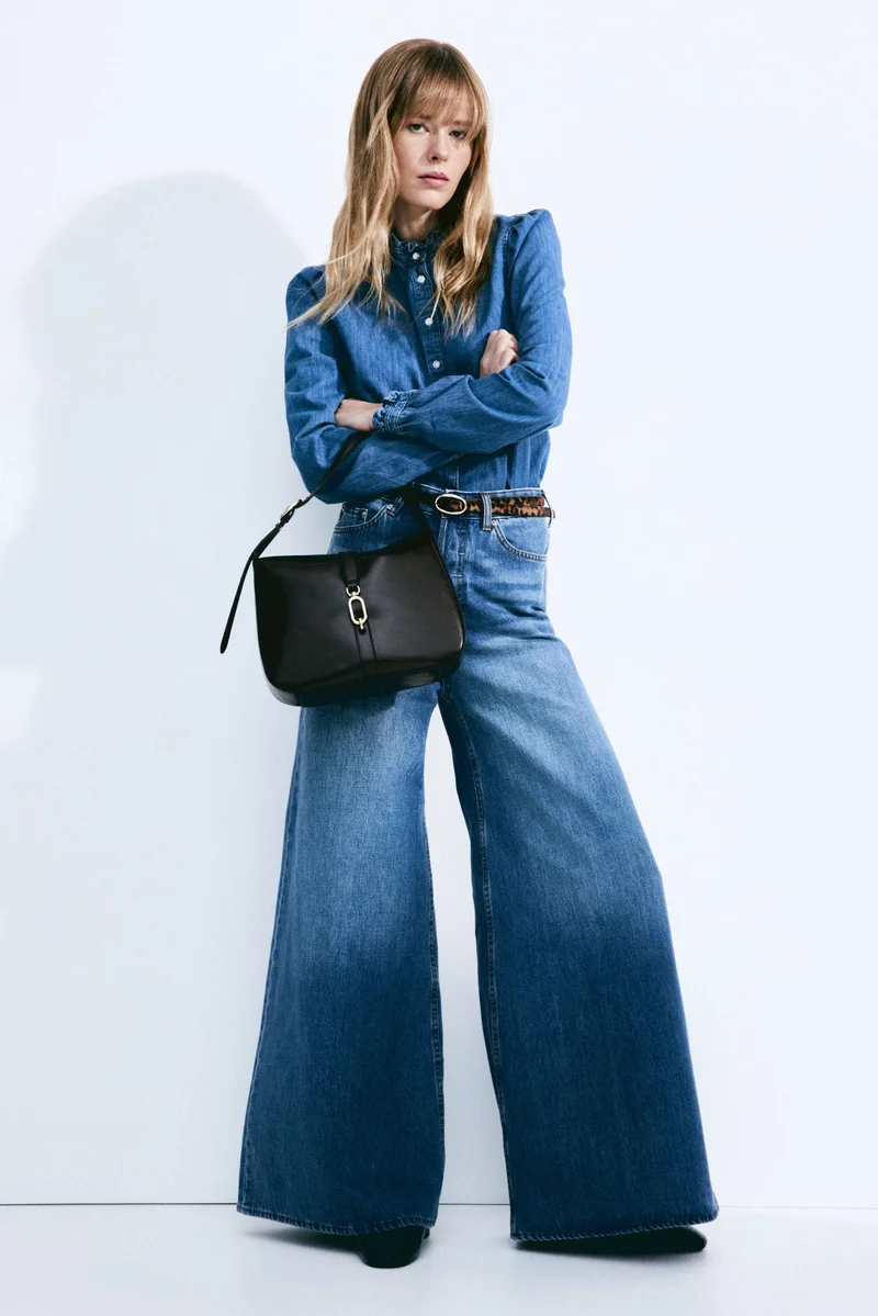 H&M Frill-trimmed denim blouse