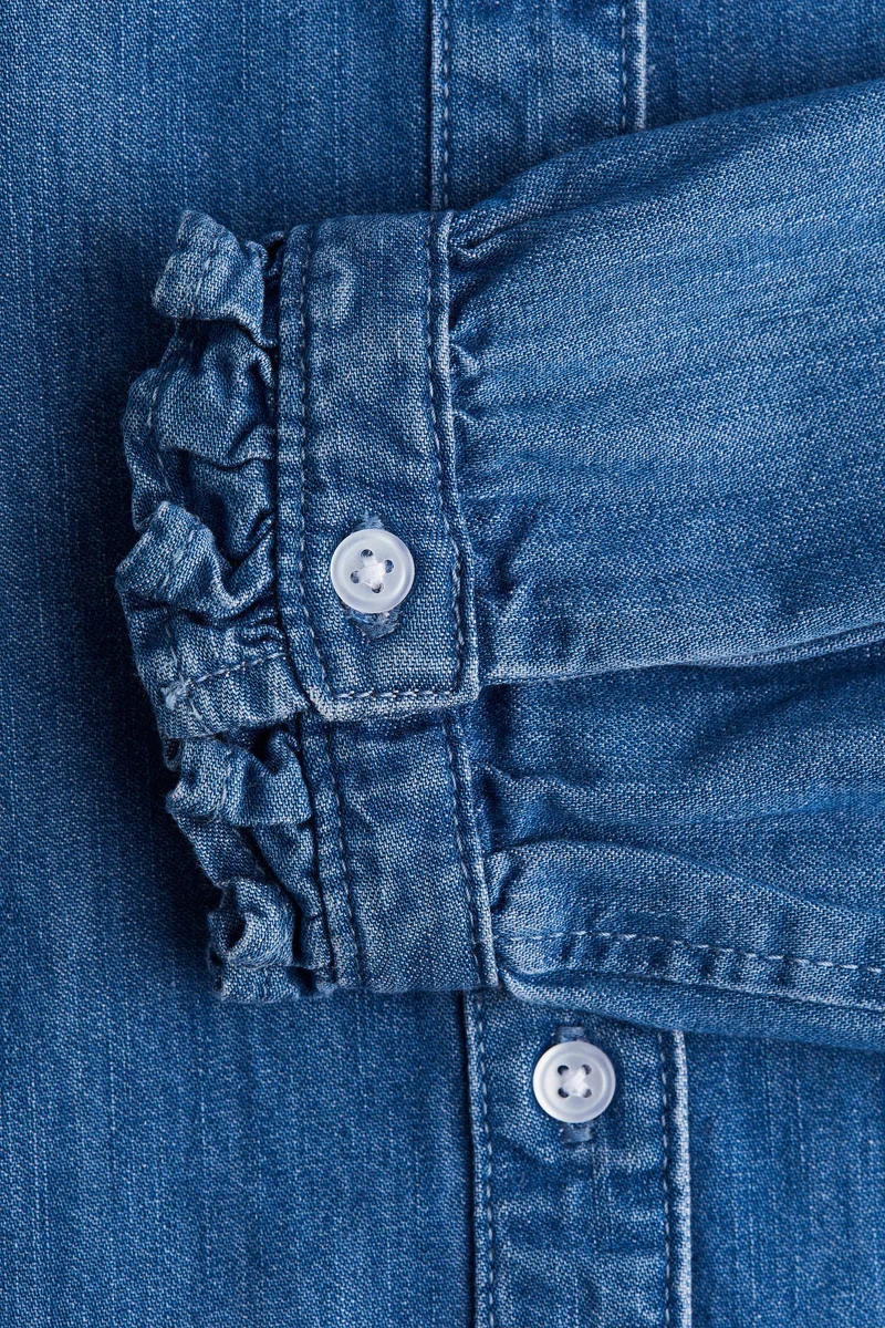 H&M Frill-trimmed denim blouse