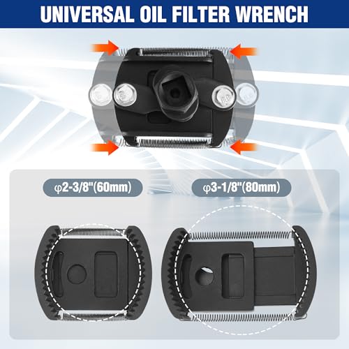 WORKPRO Universal Oil Filter Wrench (60-80mm) Adjustable with Auto-Clamp Spring, Oil Filter Removal Tool, Oil Filter Change Set, Ideal for Engine Filters, Conduit, & Fittings - Image 2