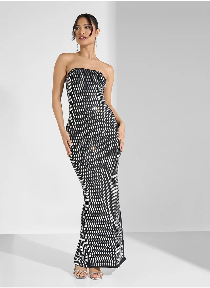 جينجر Embellished Bandeau Bodycon Dress