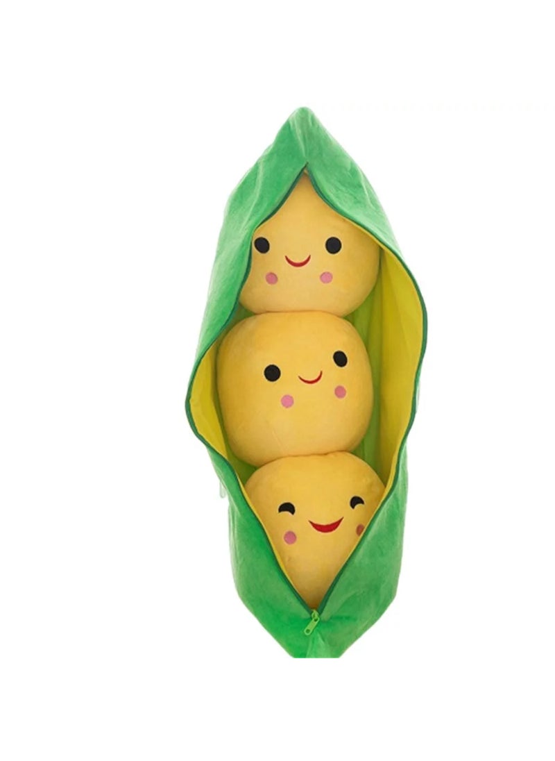 AROAQ Children's Baby Plush Peas Filled Plant Doll Toy Kawaii Quality Bean Shaped Pillow Toy Yellow Cushion  - Image 1