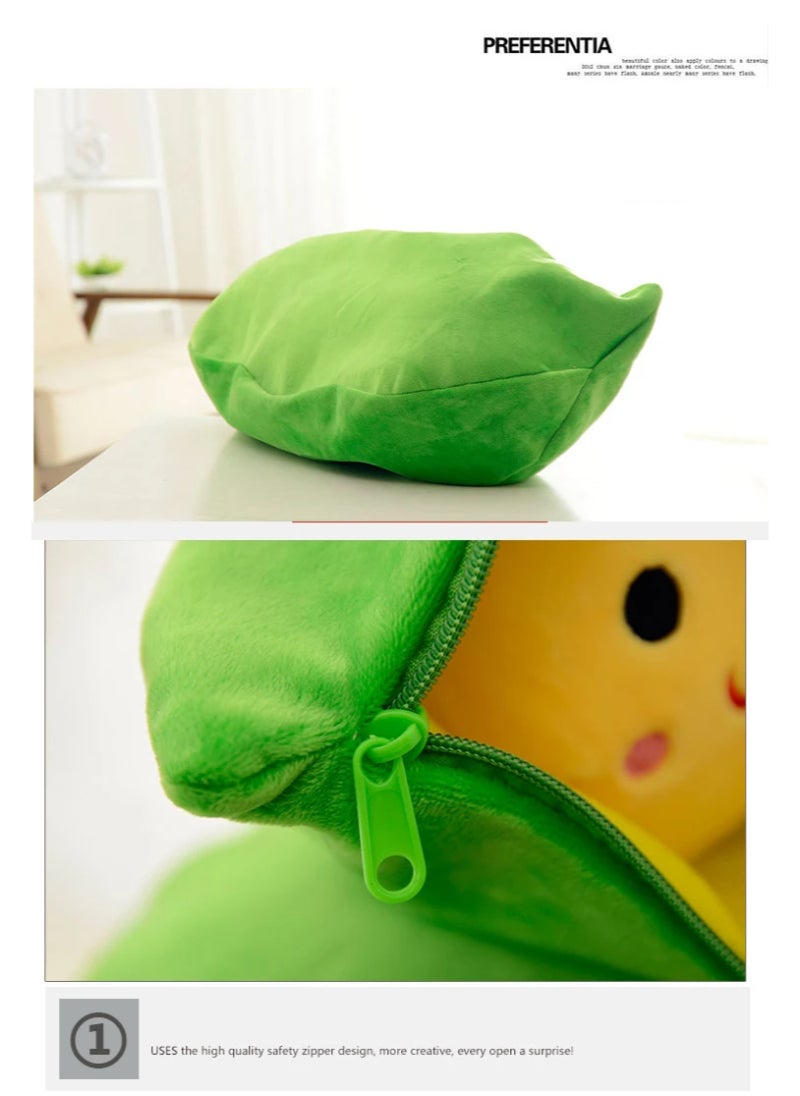 AROAQ Children's Baby Plush Peas Filled Plant Doll Toy Kawaii Quality Bean Shaped Pillow Toy Yellow Cushion  - Image 3