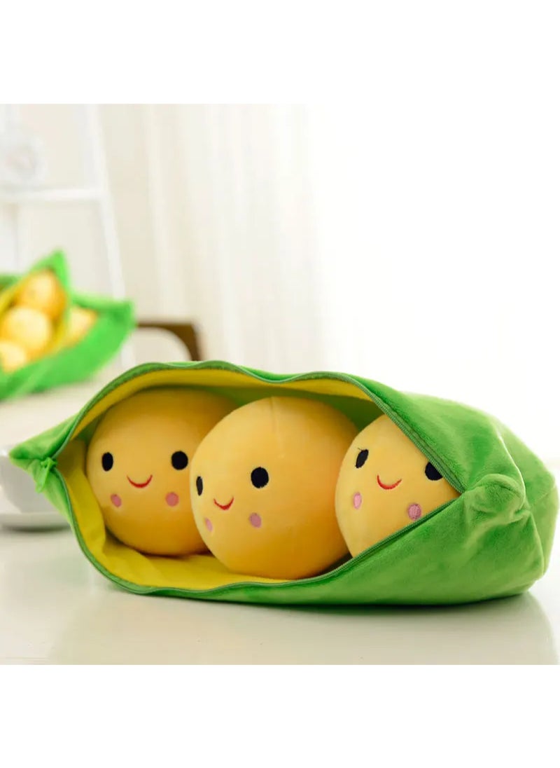 AROAQ Children's Baby Plush Peas Filled Plant Doll Toy Kawaii Quality Bean Shaped Pillow Toy Yellow Cushion  - Image 2