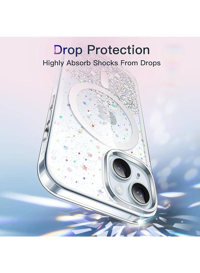 Jetech Glitter Case For Iphone 15 6.1 Inch Compatible With Magsafe Clear Bling Sparkle For Women And Girls Shiny Shockproof Magnetic Sparkly Phone Cover Clear - Image 5
