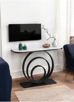 The Black Modern Entryway is a piece of furniture that combines elegance and practicality. With dimensions of 110 cm length x 90 cm height x 30 cm width, this entryway provides ideal storage space for everyday items, and can also be used to display flowers or decorative items, adding a distinctive aesthetic touch to any interior space. Its modern design is in harmony with high-quality materials, making it easy to maintain and ensuring that its attractive appearance is maintained. With a unique visual balance between black iron and marble wood, this entryway is a great attraction that enhances the aesthetics of your home. - pzsku/Z783425470425A444F0C1Z/45/_/1731931001/800c50b5-dfb8-4853-9e7b-1a26113556ba