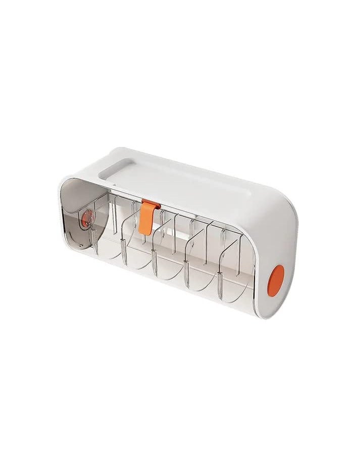 SYOSI Wall Mount Underwear Organizer, 6 Compartment Wall Storage Organizer, White Wall Mounted Compartmental Debris Sorting Box,  Data line Storage Box, Multi Purpose Underwear Socks Organizer  - Image 1