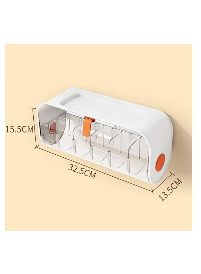 SYOSI Wall Mount Underwear Organizer, 6 Compartment Wall Storage Organizer, White Wall Mounted Compartmental Debris Sorting Box,  Data line Storage Box, Multi Purpose Underwear Socks Organizer  - Image 3