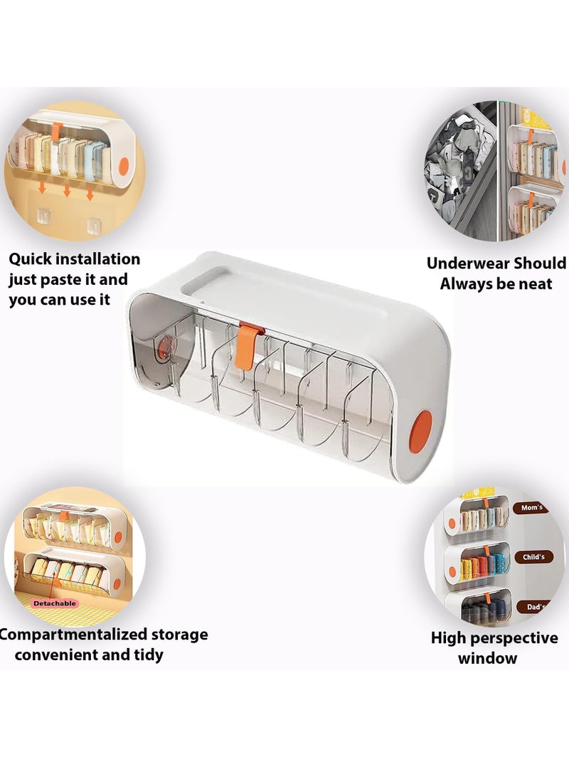 SYOSI Wall Mount Underwear Organizer, 6 Compartment Wall Storage Organizer, White Wall Mounted Compartmental Debris Sorting Box,  Data line Storage Box, Multi Purpose Underwear Socks Organizer  - Image 4