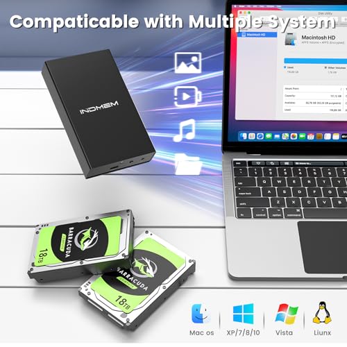 INDMEM SAS to USB 3.0 Enclosure, SAS Hard Drive Adapter Reader Converter for 2.5/3.5inch SSD HDD,SAS Hard Disk Docking Station with 12V 2A Power Supply 10Gbps,Up to 18TB - Image 4