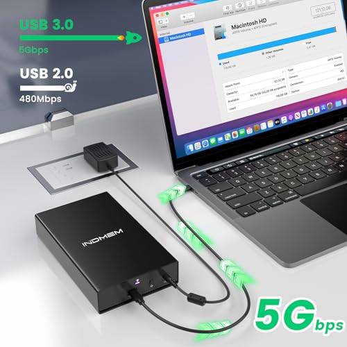INDMEM SAS to USB 3.0 Enclosure, SAS Hard Drive Adapter Reader Converter for 2.5/3.5inch SSD HDD,SAS Hard Disk Docking Station with 12V 2A Power Supply 10Gbps,Up to 18TB - Image 2