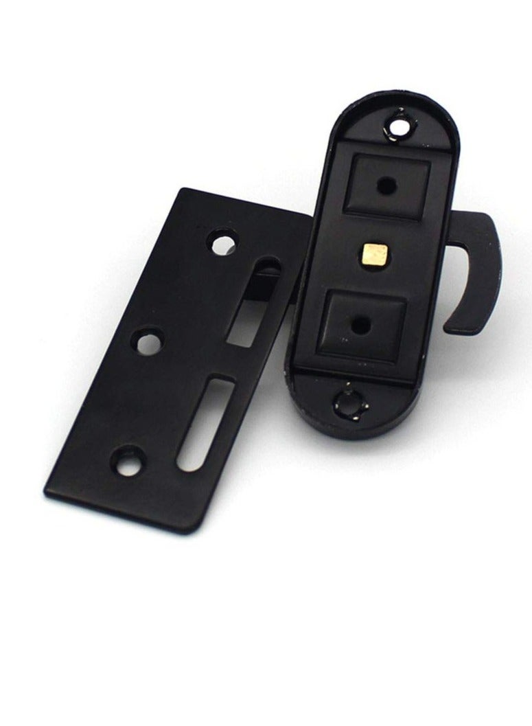 Excefore Anti Theft Sliding Door Latch, Sliding Steel Barn Door, Door Buckle Door Bolt with 90 Degree Latch (Black)  - Image 2