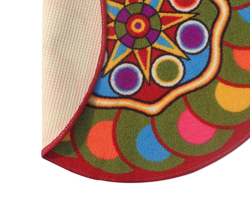 Status Contract Status Nylon Floor Round Carpet Mats Rug for Living Room, Dining Room, Kitchen, Hall (30 X 30 Inches Or 78Cm X 78Cm, Multicolor - Image 3