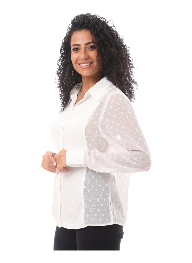 MERCH Front Cut Dot Chiffon X Georgette Blouse  - Image 2