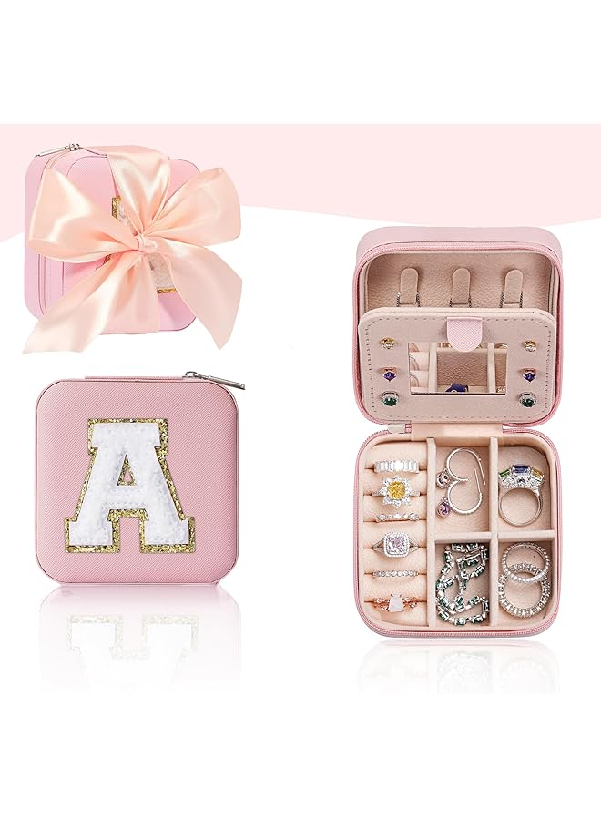 The Bros Pink Travel Jewelry Box - Personalized Trendy Case for Women & Girls | Compact & Stylish Organizer for Jewelry on the Go - Image 1