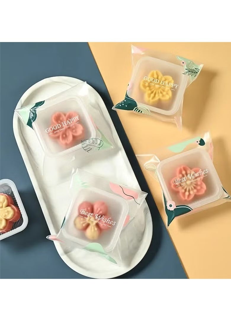 سيستار عبوة من 100 كيس قابلة لإعادة الإغلاق - أكياس هدايا مزخرفة مقاس 7 سم × 10 سم للحلوى والبسكويت والمعجنات (آمنة غذائيًا وقابلة لإعادة الاستخدام) - Image 3