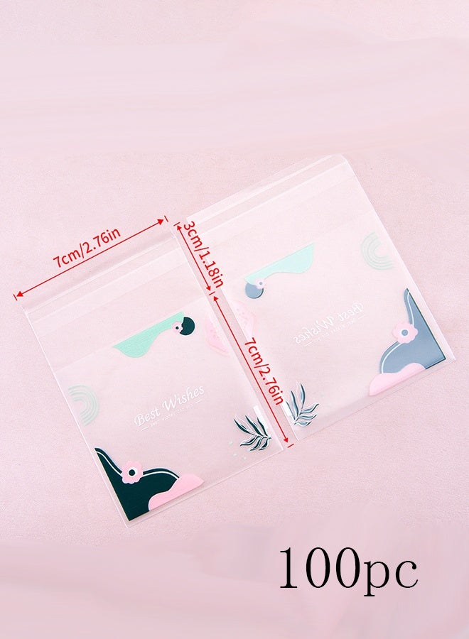 سيستار عبوة من 100 كيس قابلة لإعادة الإغلاق - أكياس هدايا مزخرفة مقاس 7 سم × 10 سم للحلوى والبسكويت والمعجنات (آمنة غذائيًا وقابلة لإعادة الاستخدام) - Image 1