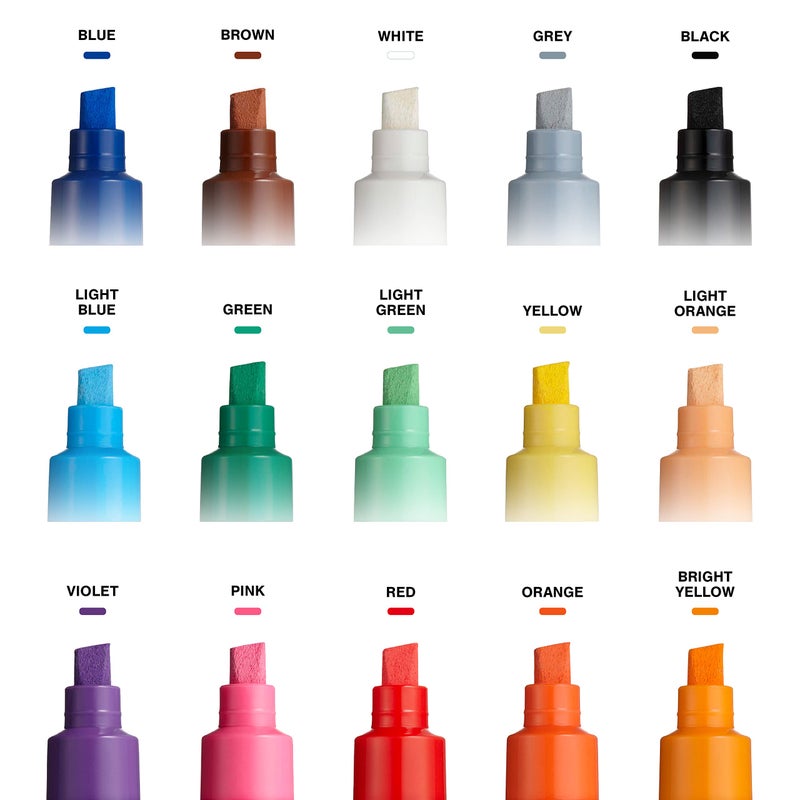 POSCA 15 Posca Paint Markers, 8K Broad Coloring Markers with Broad Chisel Tips, Set of Acrylic Paint Pens for Art Supplies, Fabric Paint, Fabric Markers, Paint Pen, Art Markers - Image 2