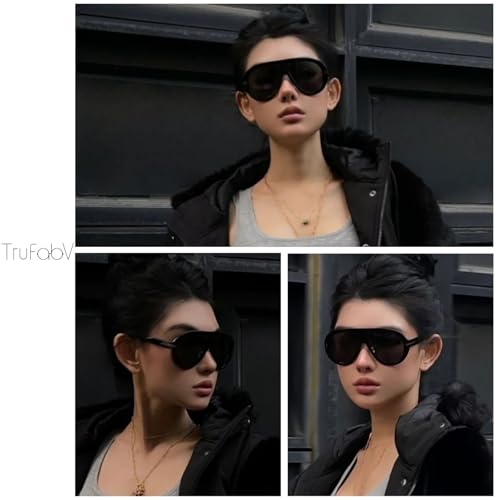 TruFabV Retro Sunglasses for Women Men Trendy Classic Shades Tangle Free 70s Vintage Sun Glasses (Black) - Image 3