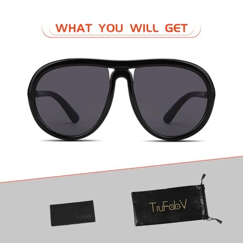 TruFabV Retro Sunglasses for Women Men Trendy Classic Shades Tangle Free 70s Vintage Sun Glasses (Black) - Image 5