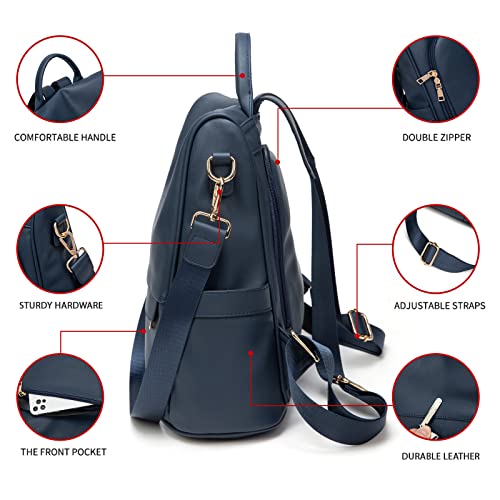CHERUTY Women Backpack Purse PU Leather Anti-theft Casual Shoulder Bag Fashion Ladies Satchel Bags(Dark Blue Large) - Image 5